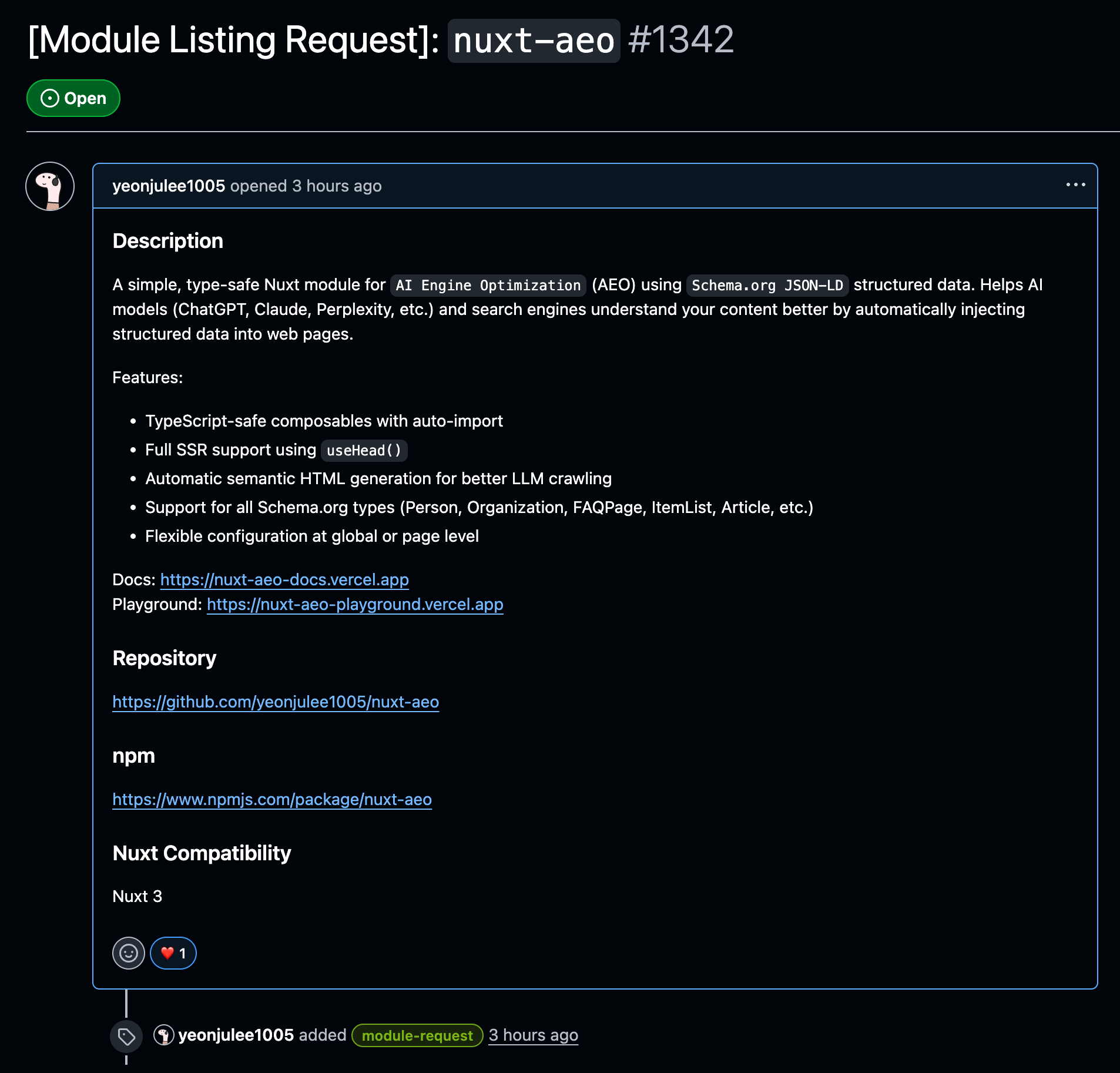 Nuxt Modules Repository Issue